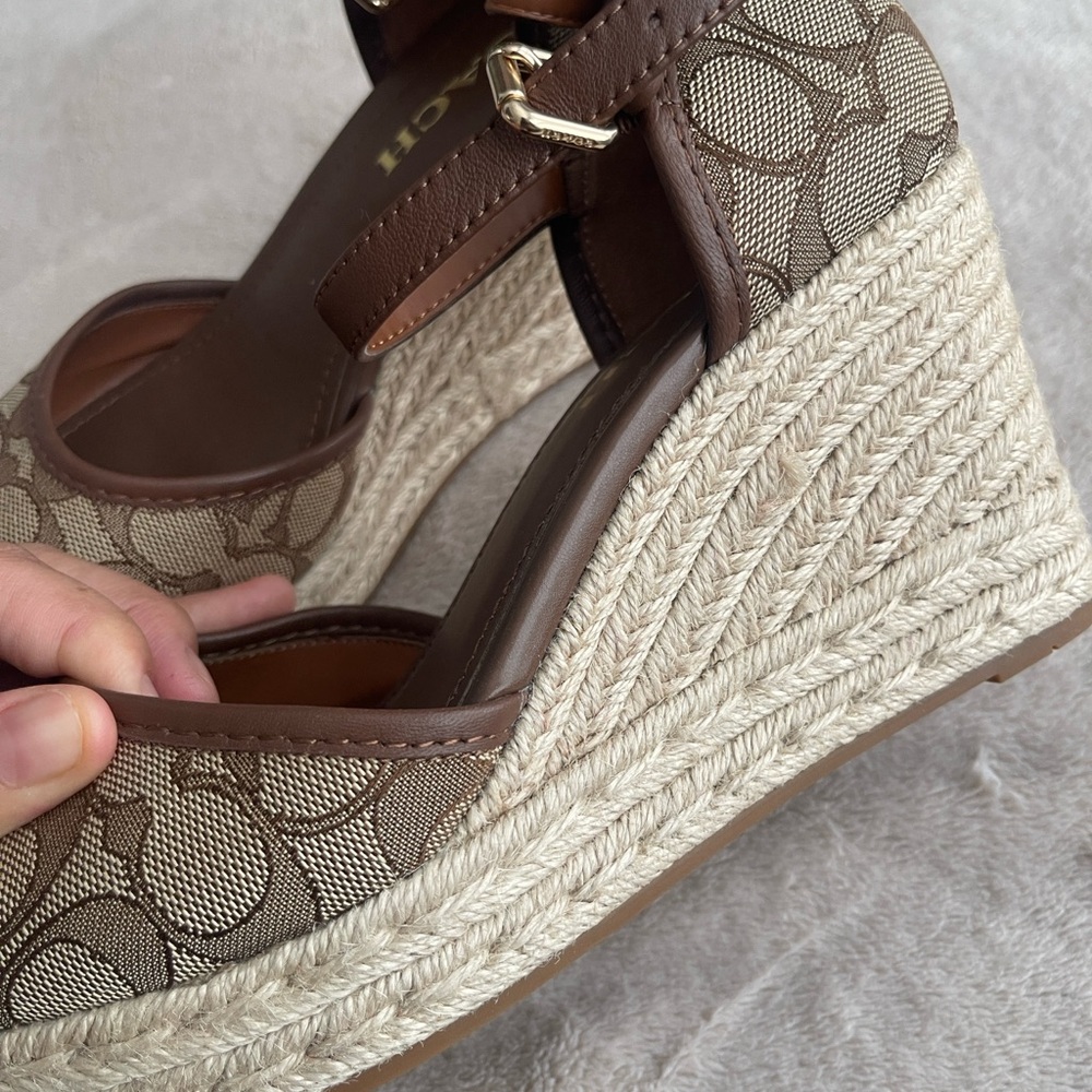 Coach Brown and Cream Platform Sandals - Picture 3 of 7